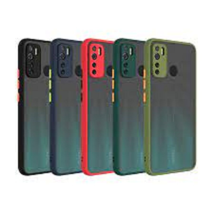 For Techno Spark 5 Pro Translucent Shockproof Smoky Matte Case Colored Button - Phone Back Cover