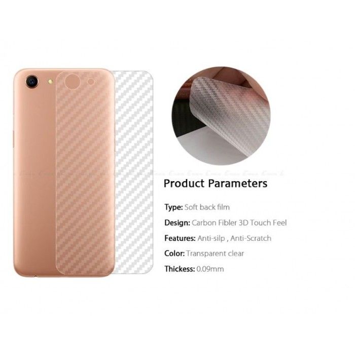 Vivo Y53 2017 Transparent 3D Carbon Fiber Back Skin Rear Screen Guard Protector Sticker
