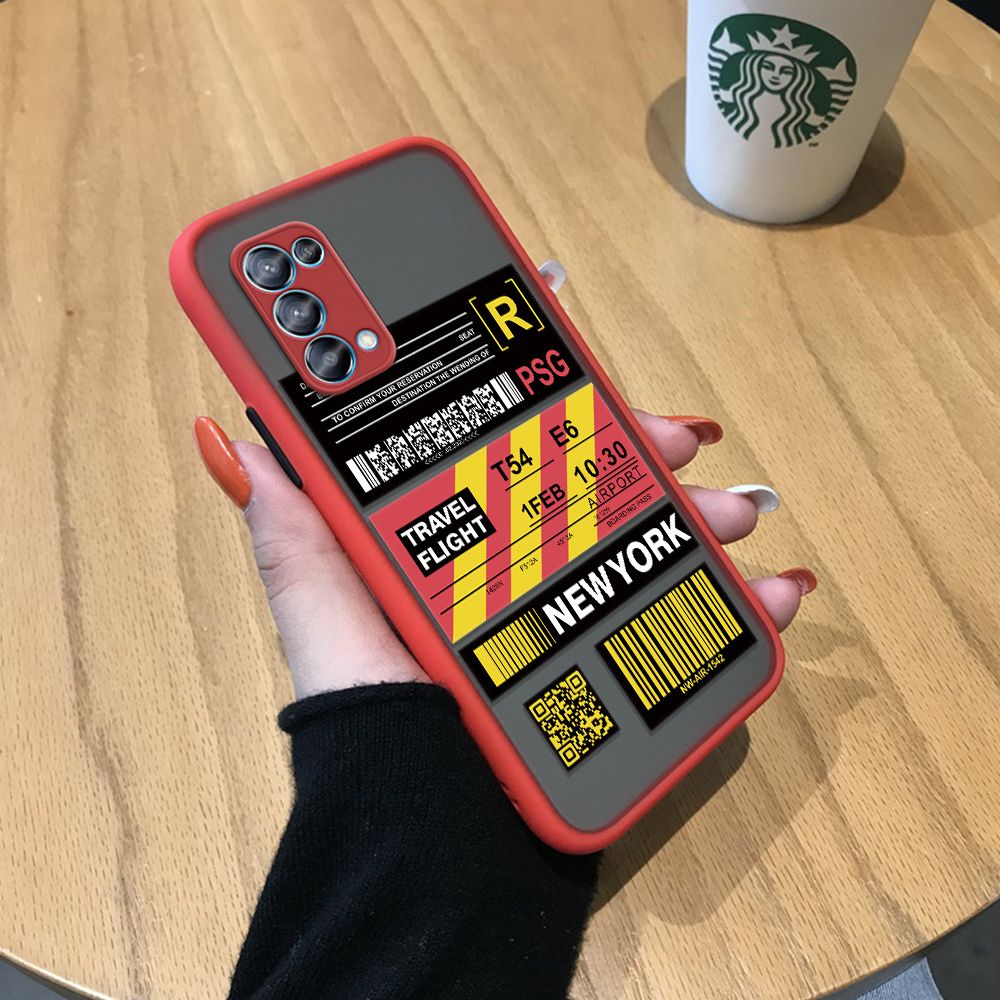 Jizetin for OPPO Reno 5 4G / 5G Back Cover Stripe Air Ticket Mobile Phone Case Ultra Thin Full Lens Protection Phone Case for Boy