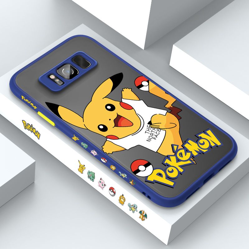 ZeroQiQi for Samsung S8 Plus Case White Clothes Pikachu Side Printing Cover Frosted Ultra Thin Protective Anti Fall Phone Case