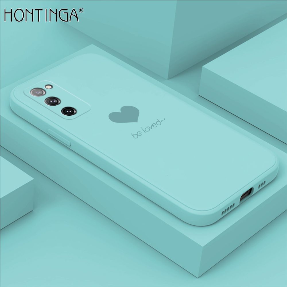 Hontinga for Samsung S20FE Case Simple Lover Heart Pattern Back Cover Soft Square Edge Liquid Silicone Phone Cases