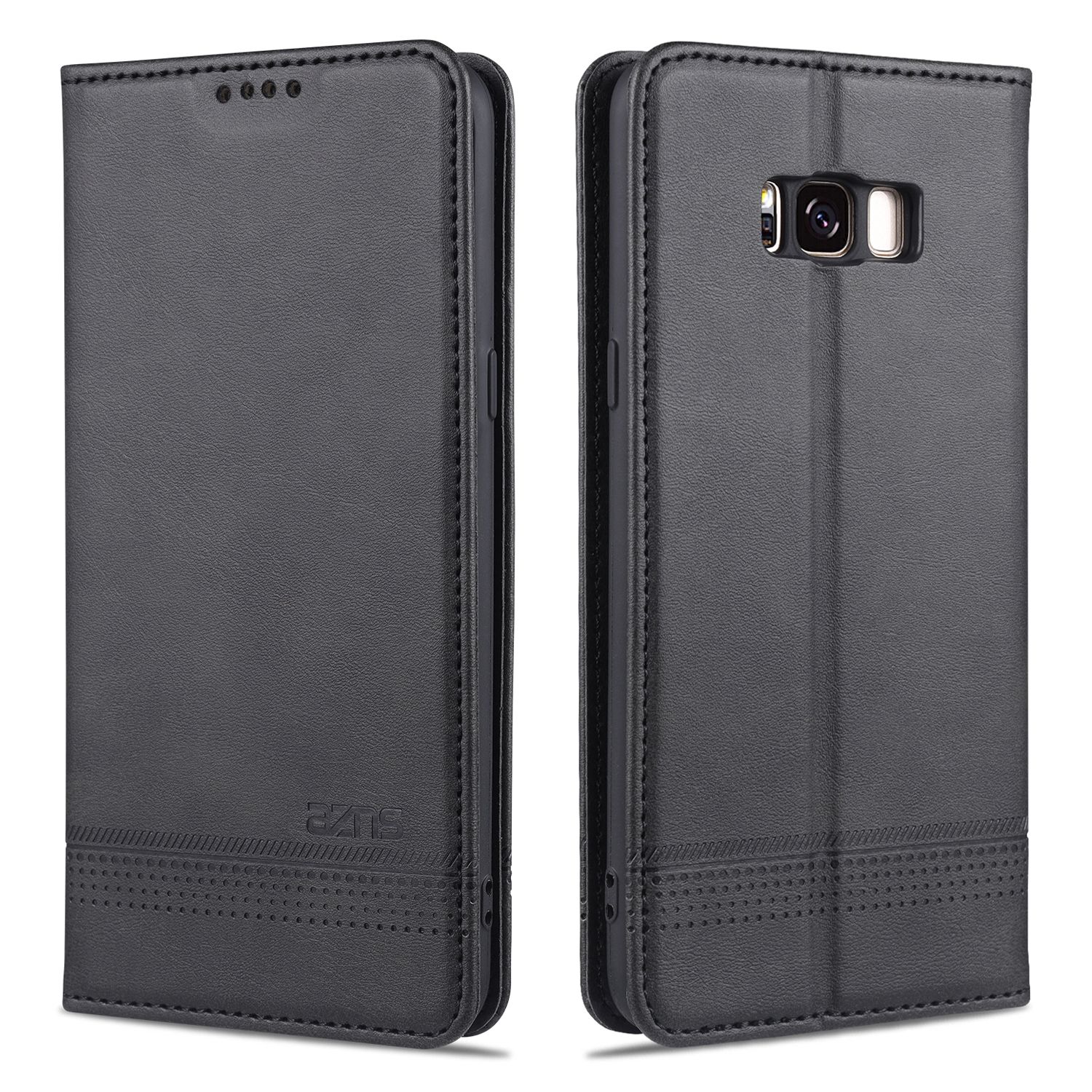 Leather Case for Samsung Galaxy S8 Plus Vintage Flip Wallet Card Slots Magnetic Closure TPU Inner Stand Cover