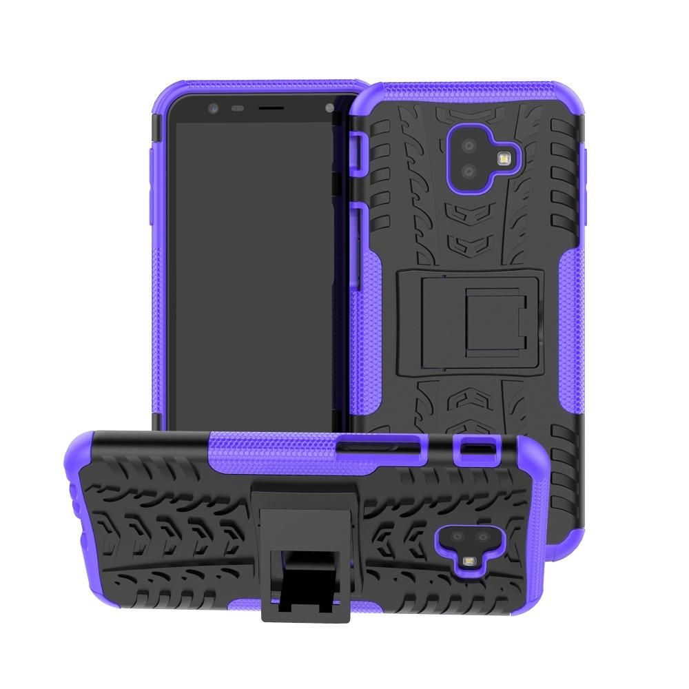 Heavy Duty Armor Tough Hybrid Shockproof Dual Layer Kickstand Protective Case Cover For Samsung Galaxy J6 Prime
