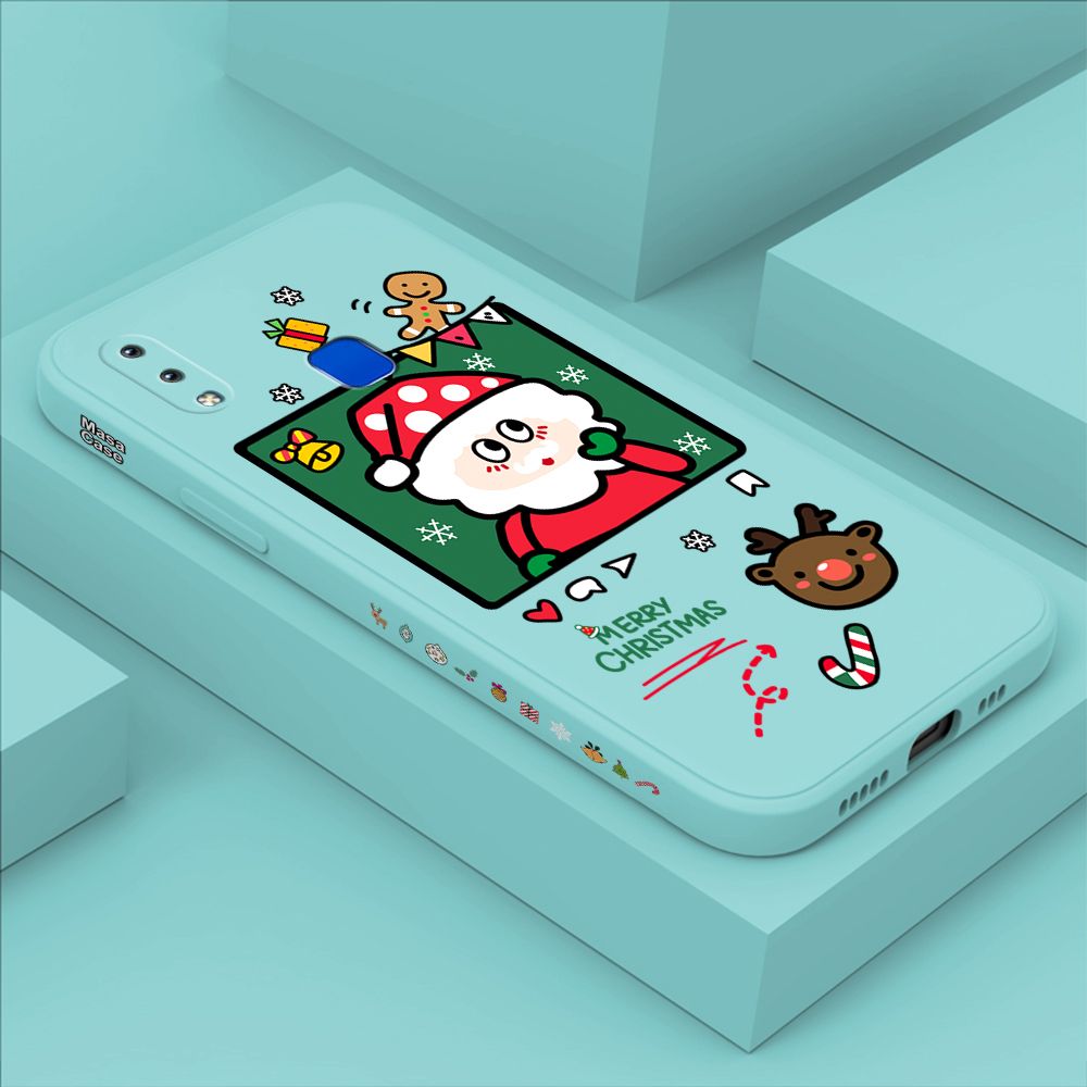 ZeroQiQi for Vivo Y91 Case Santa Claus Christmas Gifts Side Printing Cases Soft Liquid Silicone Phone Cover