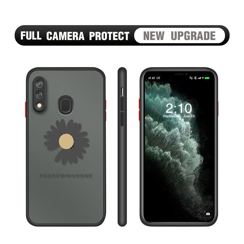 Hontinga for Samsung A20 A30 Case Daisy Flower Cover Camera Shockproof Protection Case Edge Frosted Transparent Phone Cover