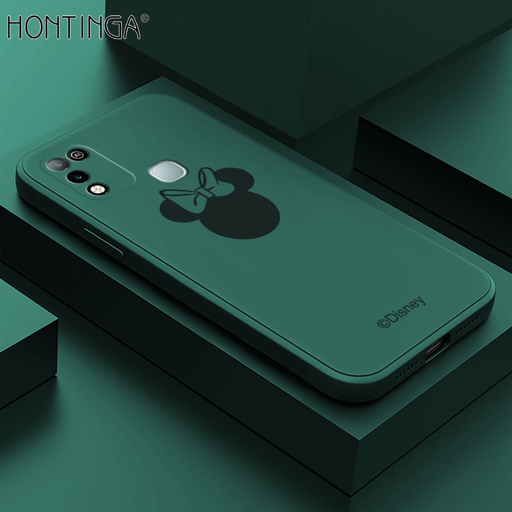 Hontinga for Infinix Hot 10 Play / Hot 11 Play Case Cartoon Mouse Phone Case Soft Square Edge Silicone Cases Full Lens Cover Shockproof Protection Cover