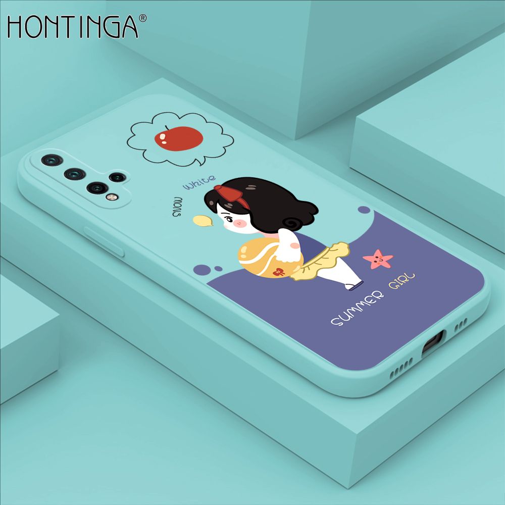Hontinga for Huawei Nova 5 Case Cute Cartoon Girl Phone Case Phone Case Soft Square Edge Silicone Cases Full Lens Cover Shockproof Protection Cover