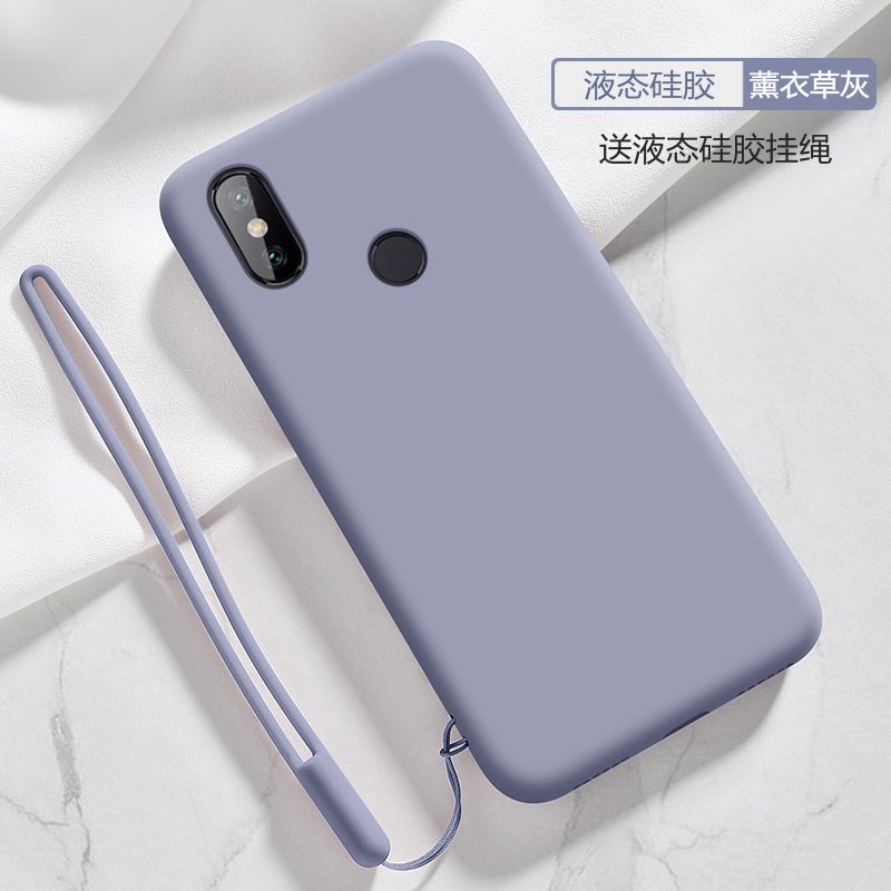 For Xiaomi Mi 8 Case Ultra thin Soft Phone Back Cover Smooth Liquid Silicone Flocking Protective Casing (With Free Gift lanyard)
