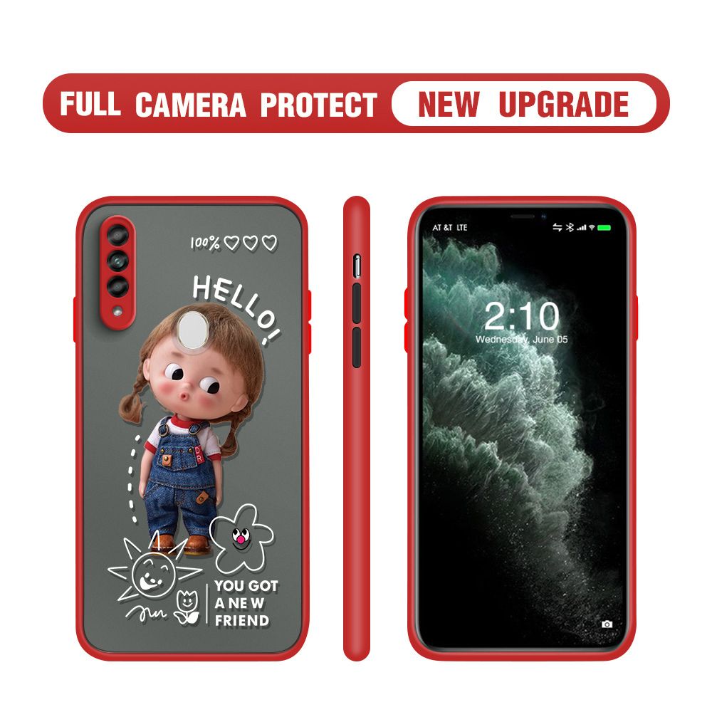 Hontinga for OPPO A31 2020 Case Cute Cartoon Little Girl Cover Camera Shockproof Protection Case Edge Frosted Transparent Phone Cover