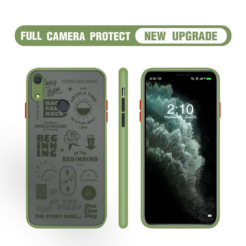 Hontinga for Huawei Y6S Case Popular Clock Poster Camera Shockproof Protection Cases Edge Frosted Transparent Phone Cover
