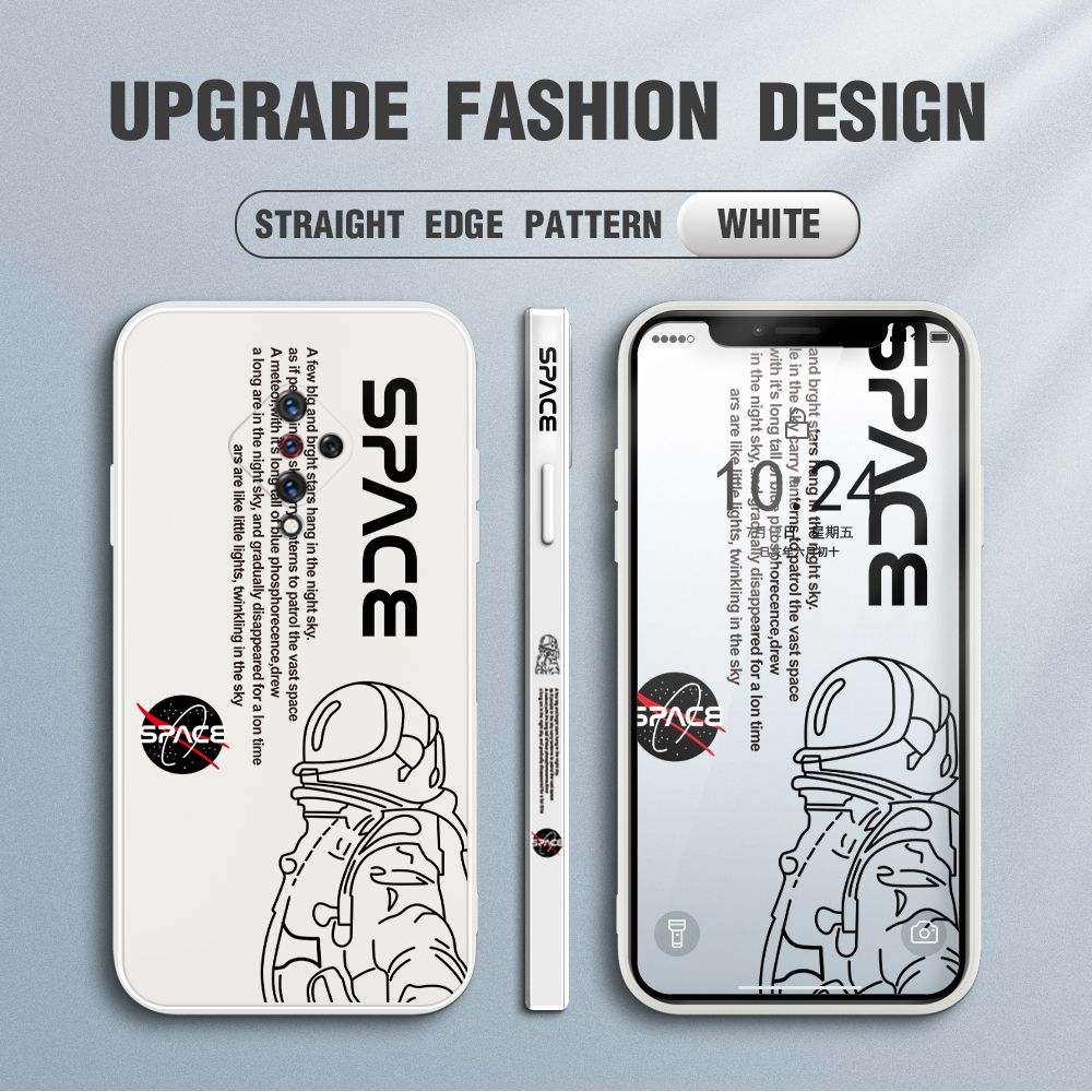 Jizetin for Vivo S1 Pro Case NASA Astronaut Design Side Design Phone Case Square Edge Pattern Liquid Silicone Cases Full Cover Camera Shockproof Protective Case