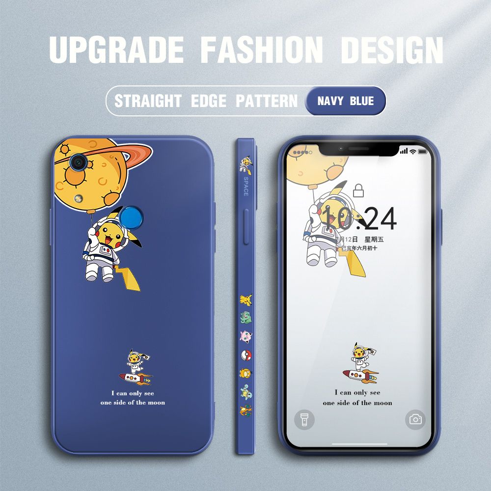 Jizetin for Huawei Y6S Case Side Design Phone Cover Cute Astronaut Pikachu Cover Square Edge Pattern Liquid Silicone Trend Case