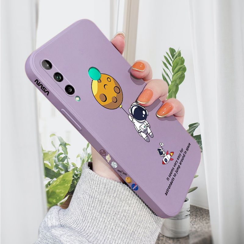 AMORVOR for Huawei Y7P Back Cover Cartoon Astronautn Side design Soft Case Liquid Silicone Phone Cases