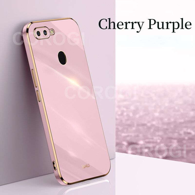 For OPPO A5s Back Cover Fashion Shiny Plating Square Bumper Camera Protection Case Soft Silicone Shockproof Protective Mobile Phone Cases