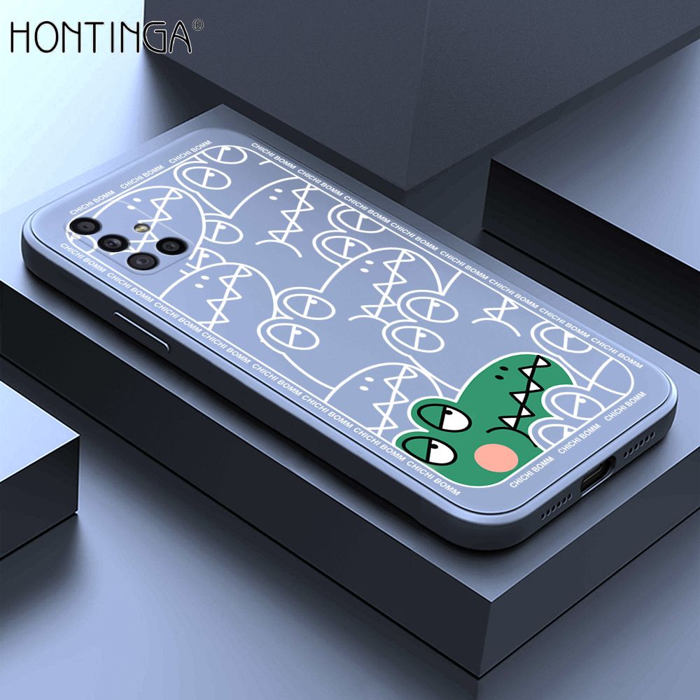 Hontinga for Samsung A71 Case Cartoon Crocodile Alligator Phone Case Phone Case Soft Square Edge Silicone Cases Full Lens Cover Shockproof Protection Cover