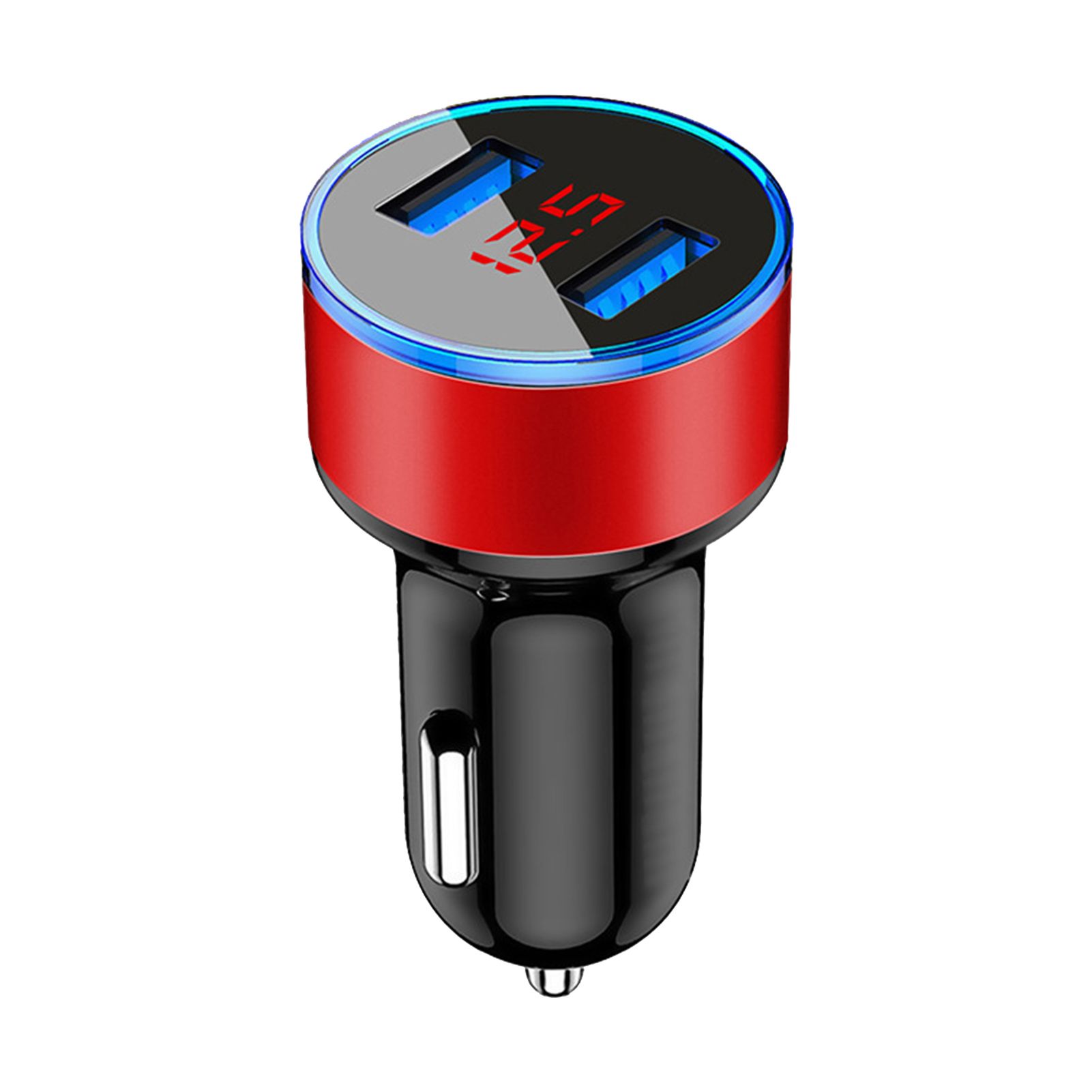 3.1A Dual USB Car Charger Voltage Display Round Aluminium Alloy Fast Charger Adapter for Sedan