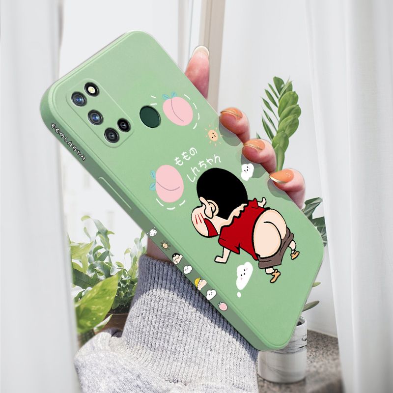 AMORVOR for Realme 7I/C17 Back Cover Cute Cartoon Crayon Shin-Chan Side design Soft Case Liquid Silicone Phone Cases