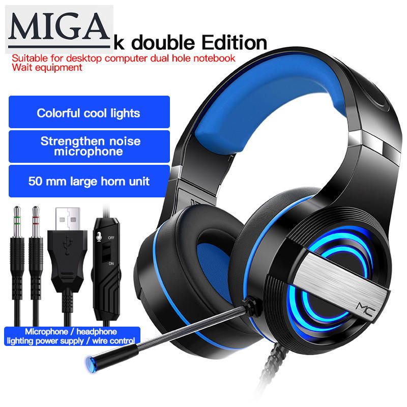 7.1 Surround Sound Headphone Computer Headset Led USB/3.5mm Wire-Controlled Earphone Desktop Gaming Mic Wired Gaming Earset
