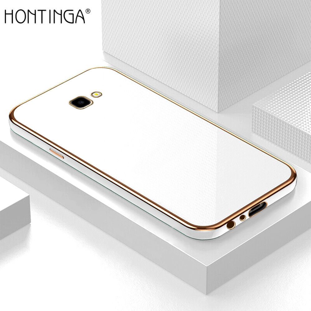 Hontinga for Samsung Galaxy J4 Plus 2018 / J4 Prime Back Cover + Free Lanyard Luxury 6D Plating Frame Shiny Bling Case Soft Silicone Square Phone Cases