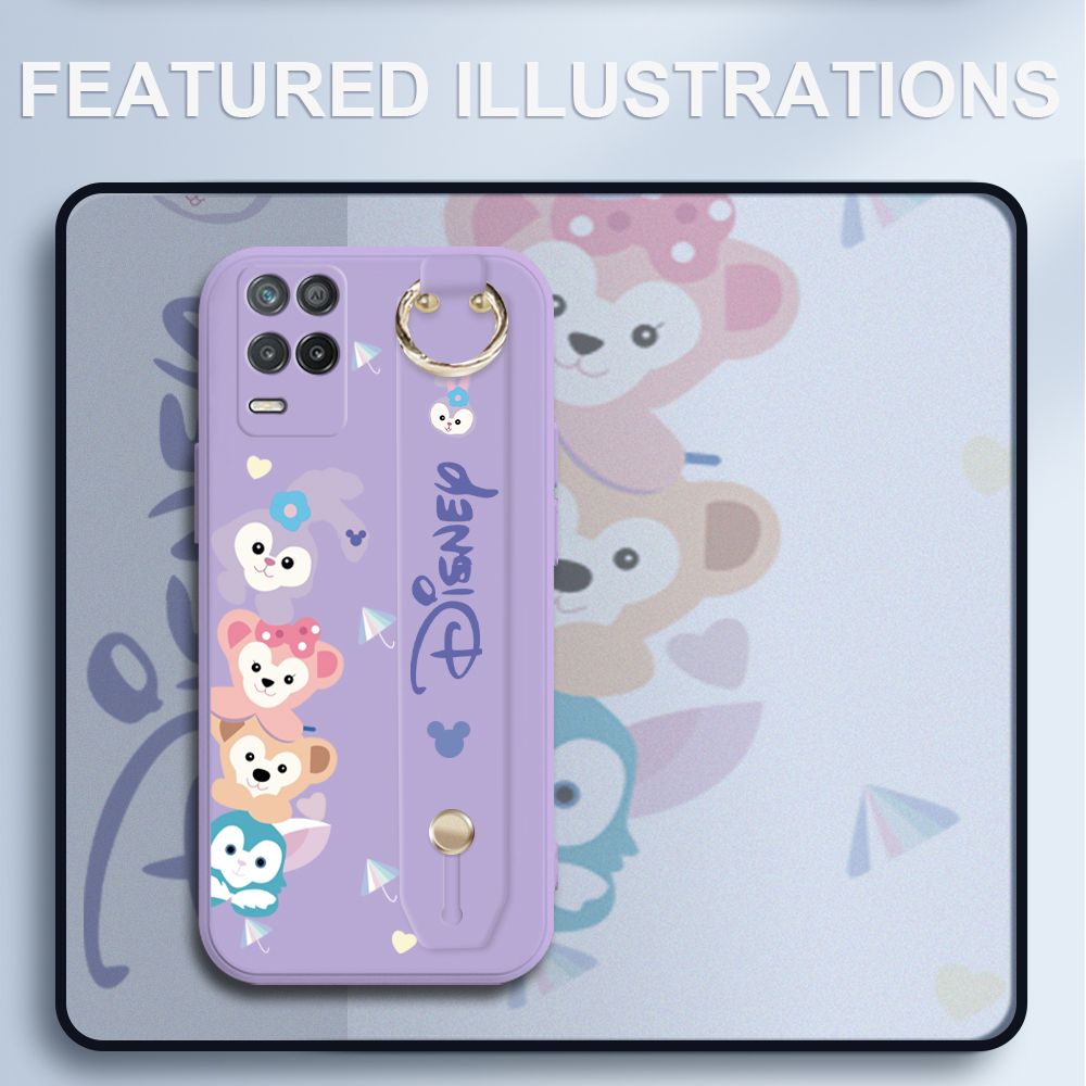 UCUC for Realme 8 5G Wrist Strap Case Creative Cartoon Cute Bunny Cover Ultra Thin Anti Fall Liquid Silicone Phone Case