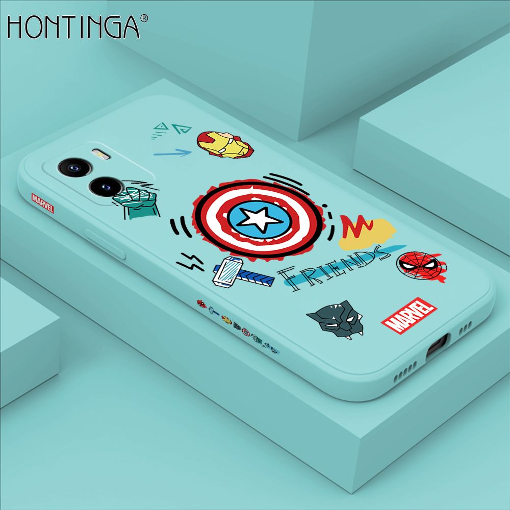 Hontinga for Vivo Y15A Y15S Back Cover Cartoon Anime Icon Design Side Design Case Square Edge Liquid Silicone Phone Case