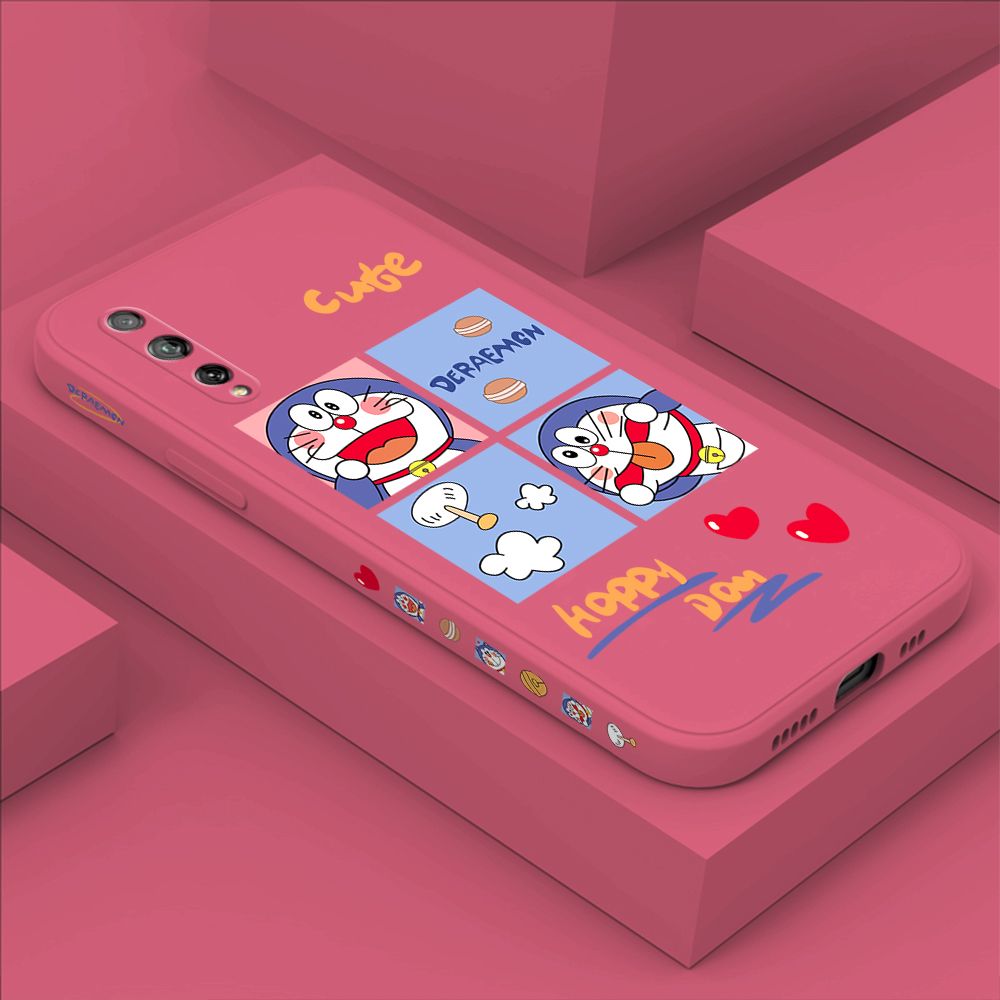 Hontinga for Huawei Y8P Case Side Design Cartoon Cute Cat Back Cover Soft Square Edge Pattern Liquid Silicone Trend Phone Cases