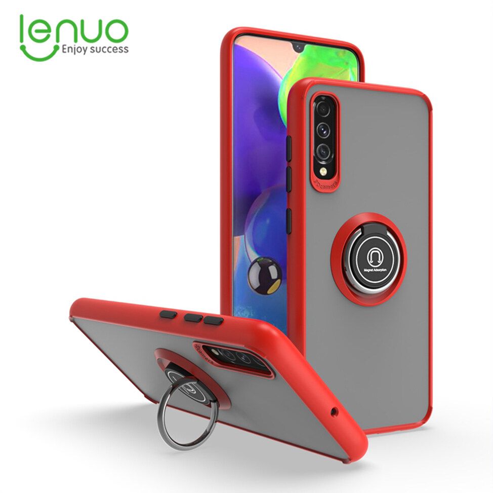 Lenuo Anti-fall Fashion Protective Phone Case For Samsung Galaxy A70 / A70s Casing Multifunction Car Magnetic Shockproof With Ring Stand Back Cover