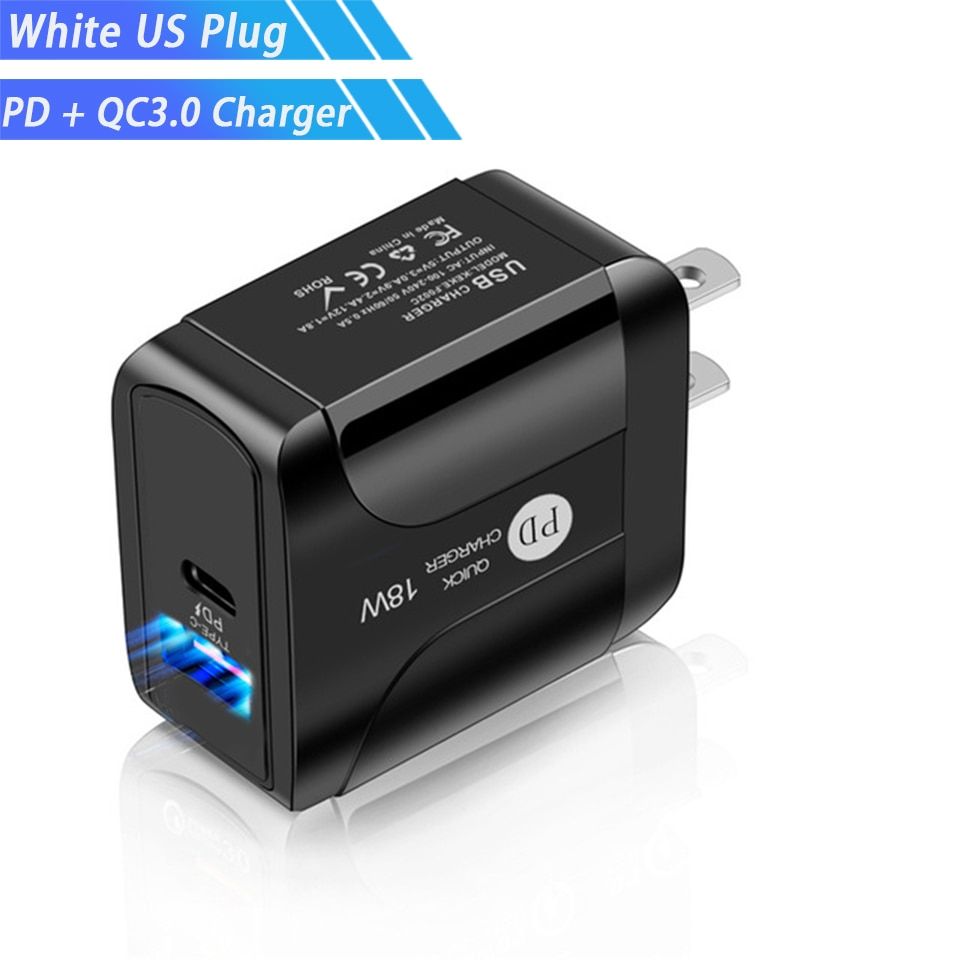 PD3.0 USB Charger Quick Charge QC 3.0 PD Charger 18W QC3.0 USB Type C Fast Charging For IPhone 12 11 Pro 8 X Charger Adapter