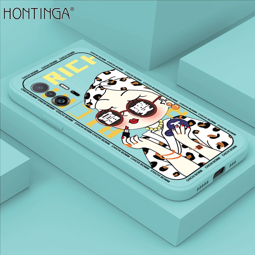 Hontinga for Xiaomi 11T / 11T Pro Case Fashion Sunglasses Rich Girl Phone Case Phone Case Soft Square Edge Silicone Cases Full Lens Cover Shockproof Protection Cover