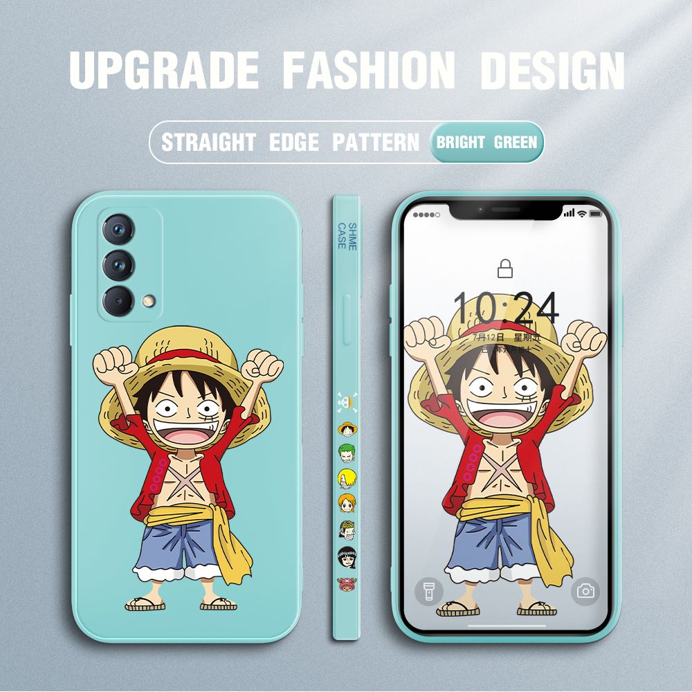 Jizetin for Realme GT Master Case Anime One-Piece Monkey D. Luffy Anime Side Design Phone Case Square Edge Pattern Liquid Silicone Cases Full Cover Camera Shockproof Protective Case