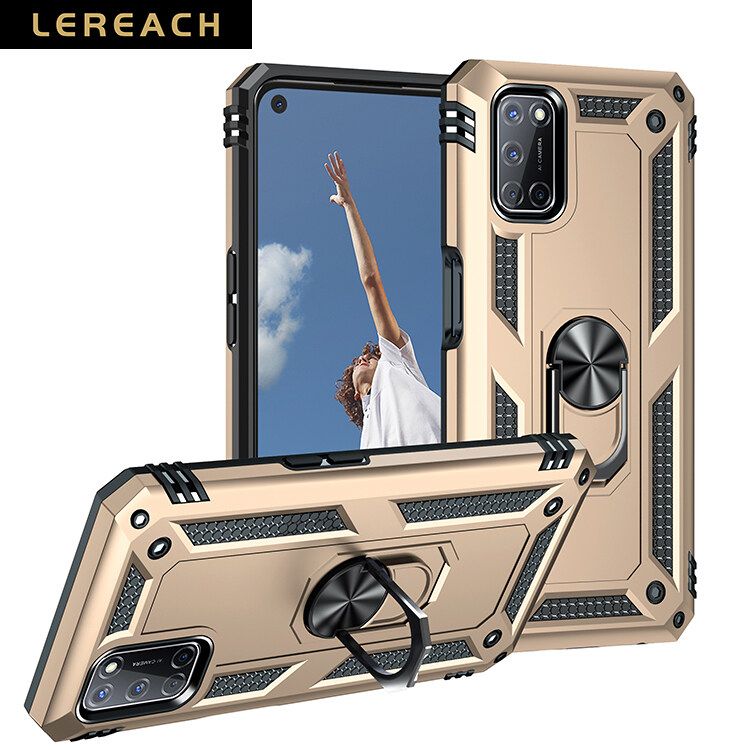 Lereach For OPPO A72 / A52 / A92 4G Mobile Phone Case TUP+PC Hard Ring Car Ring Bracket Shockproof Back Cover
