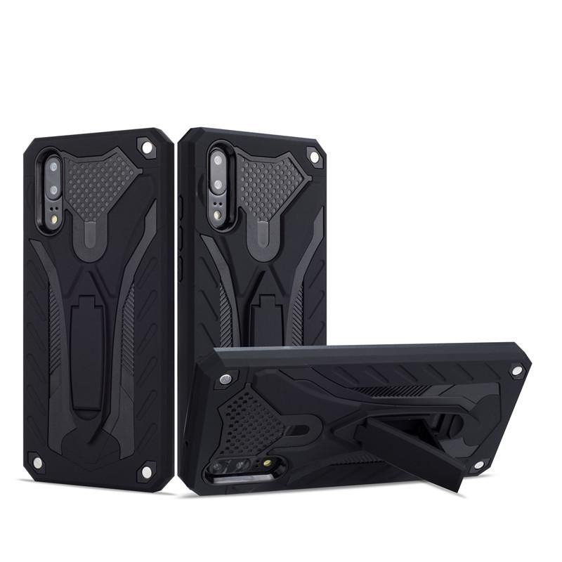 Armor Case For Huawei P20 Shockproof Anti-Fall Silicon Case Kickstand TPU Cover Shell