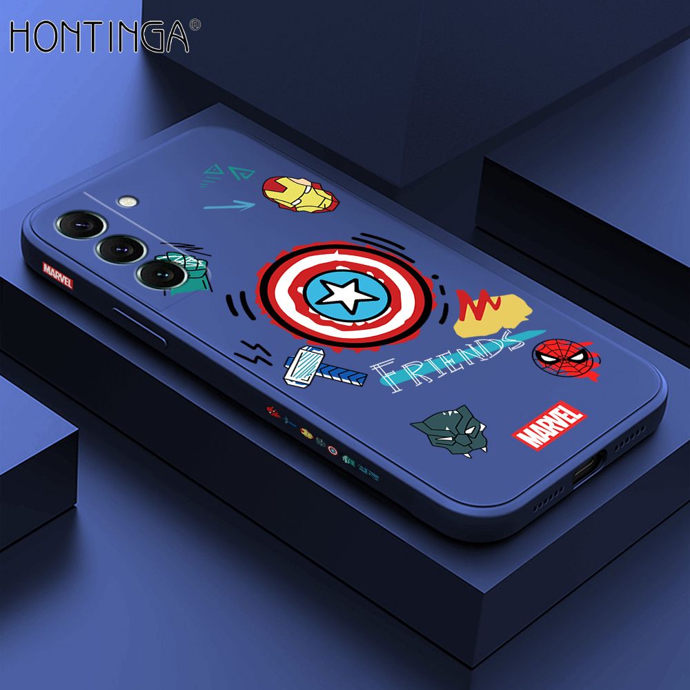 Hontinga for Samsung Galaxy S22 Plus 5G Back Cover Cartoon Anime Icon Side Design Case Square Edge Liquid Silicone Phone Case