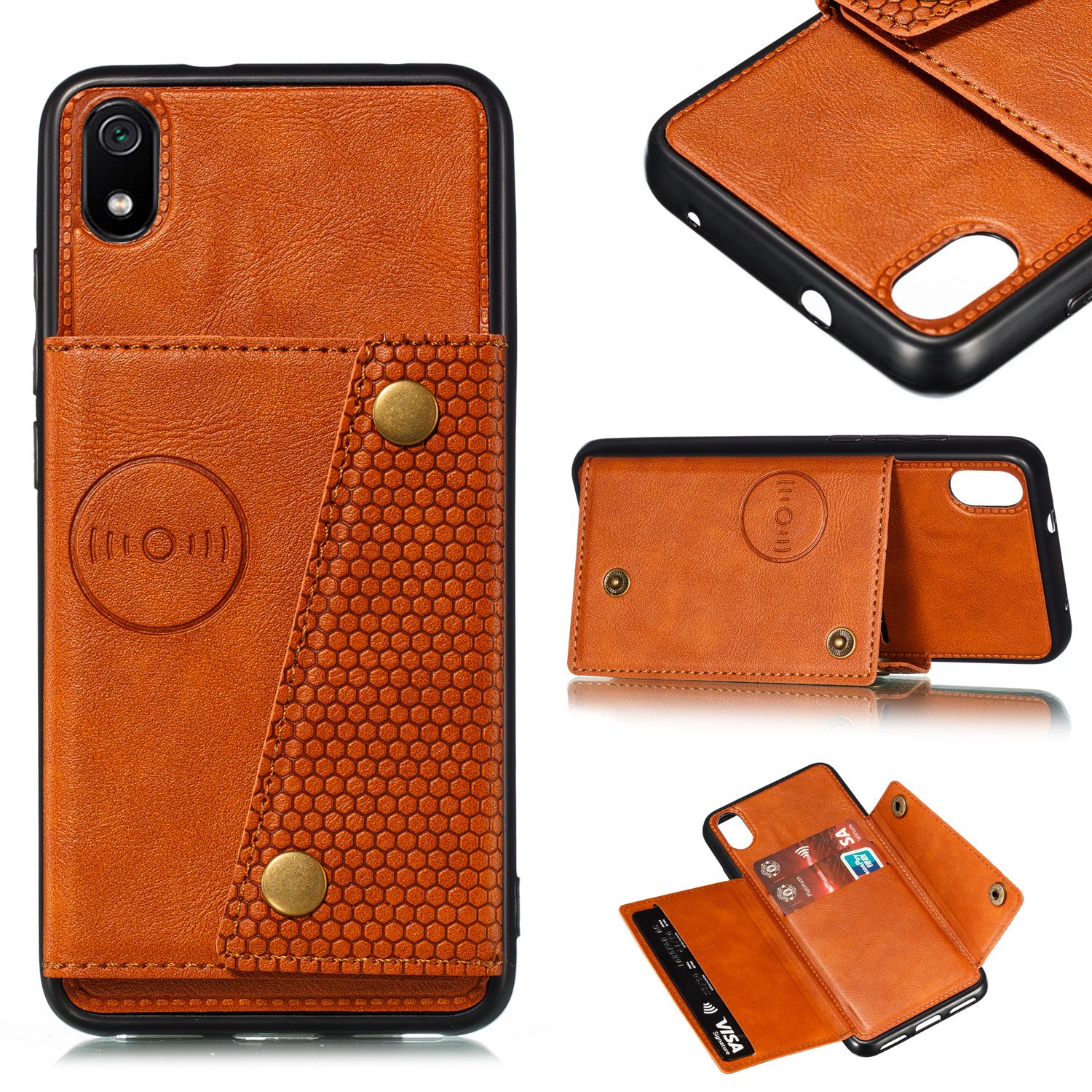 Yfashion For Redmi 7A PU Leather Flip Stand Shockproof  Cover Double Buckle Anti-dust Case With Card Slots Pocket