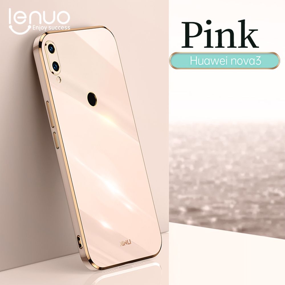 Luxury 6D Plating Soft Casing Silicone Square Frame Phone Case For Huawei Nova 3 Phone Case Shiny Bling Back Cover Coque