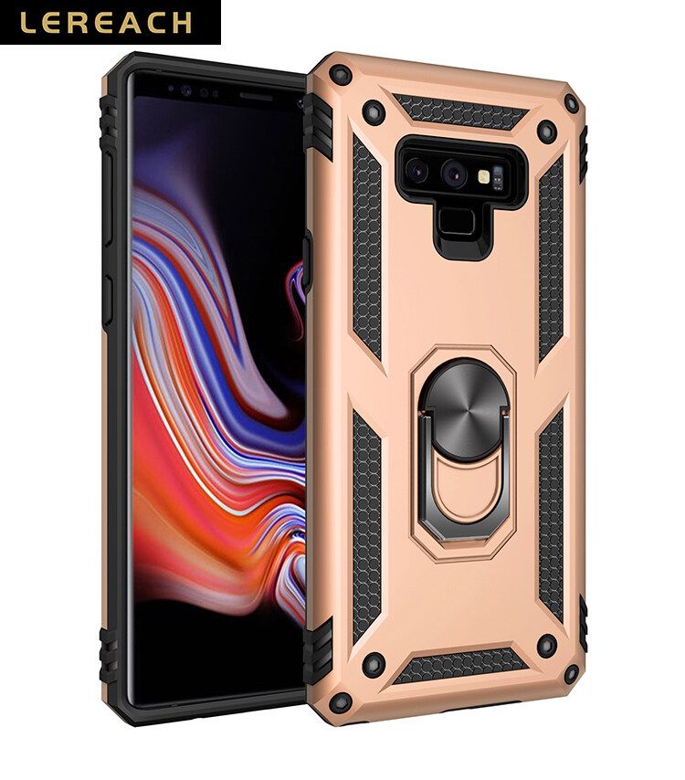 Lereach For Samsung Galaxy Note 9 Mobile Phone Case TUP+PC Hard Ring Car Ring Bracket Shockproof Back Cover