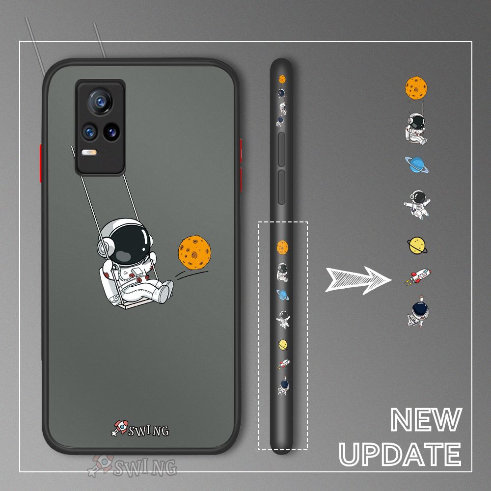 UCUC for Vivo V21E / Y73 2021 Back Cover Swing Astronaut Side Printed Design Phone Case Ultra Thin Frosted Cover Shockproof Phone Cover