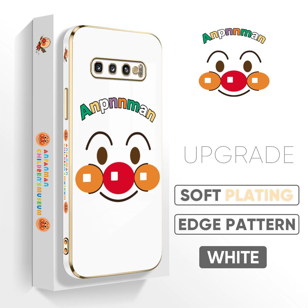 TA for Samsung Galaxy S10 Back Cover + Free Lanyard Bread Superman Luxury 6D Plating Case Side Pattern Soft Silicone Square Phone Cases