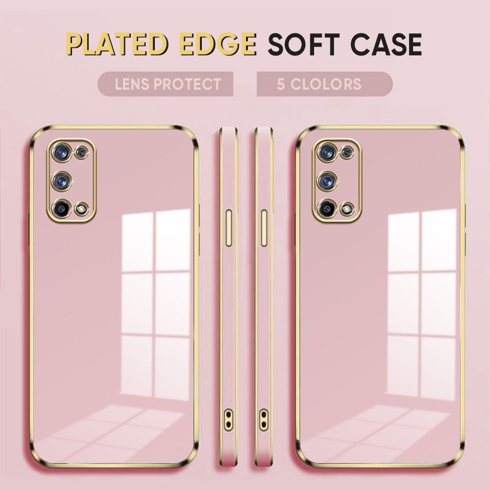 Luxury 6D Plating Case for Realme X7 Pro Soft Silicone Square Frame Back Cover Shiny Bling Phone Cases