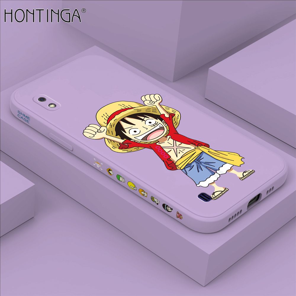 Hontinga for Samsung A10 Case Side Design Anime Cartoon Luffy Back Cover Soft Square Edge Pattern Liquid Silicone Trend Phone Cases