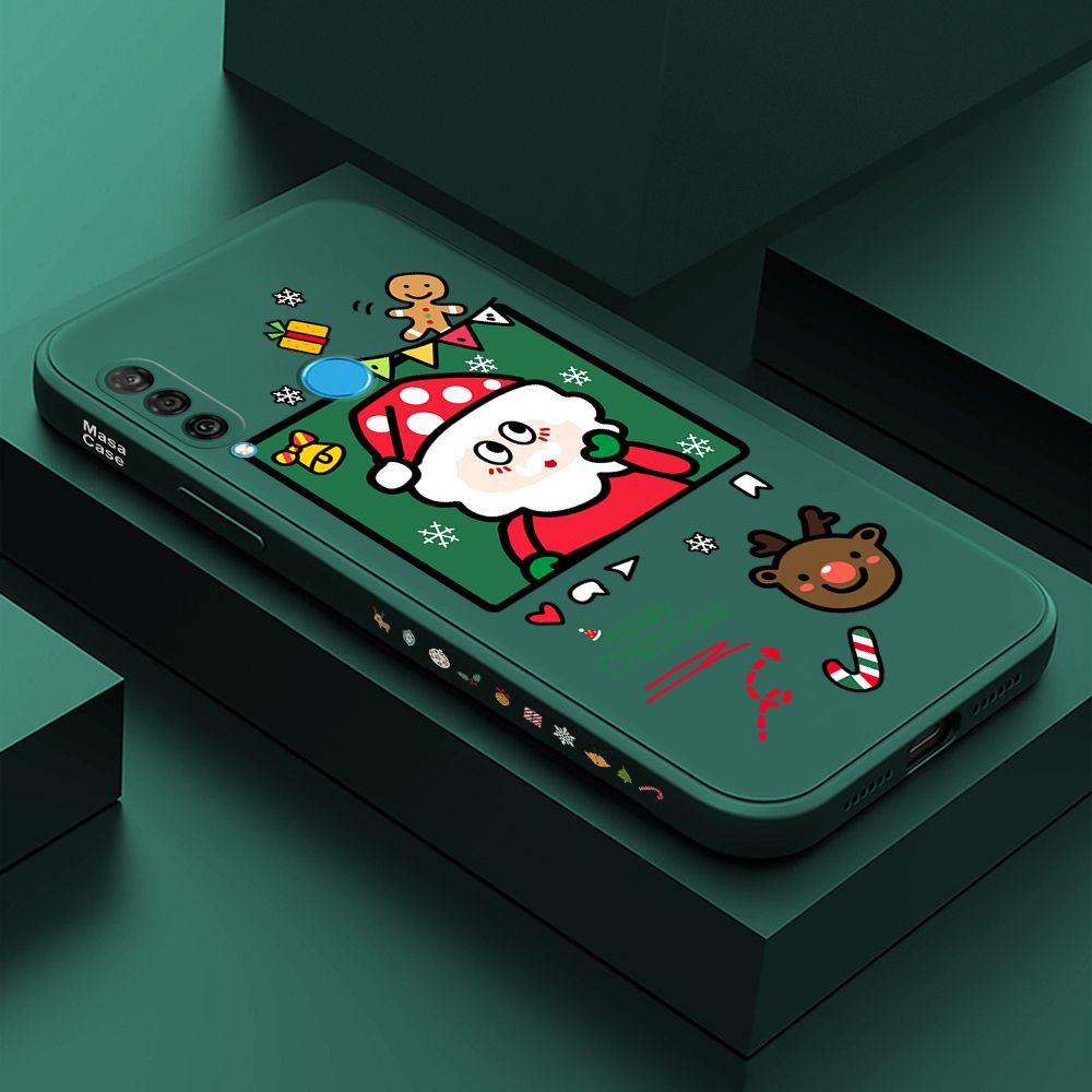 ZeroQiQi for Huawei Nova 4E Case Santa Claus Christmas Gifts Side Printing Cases Soft Liquid Silicone Phone Cover