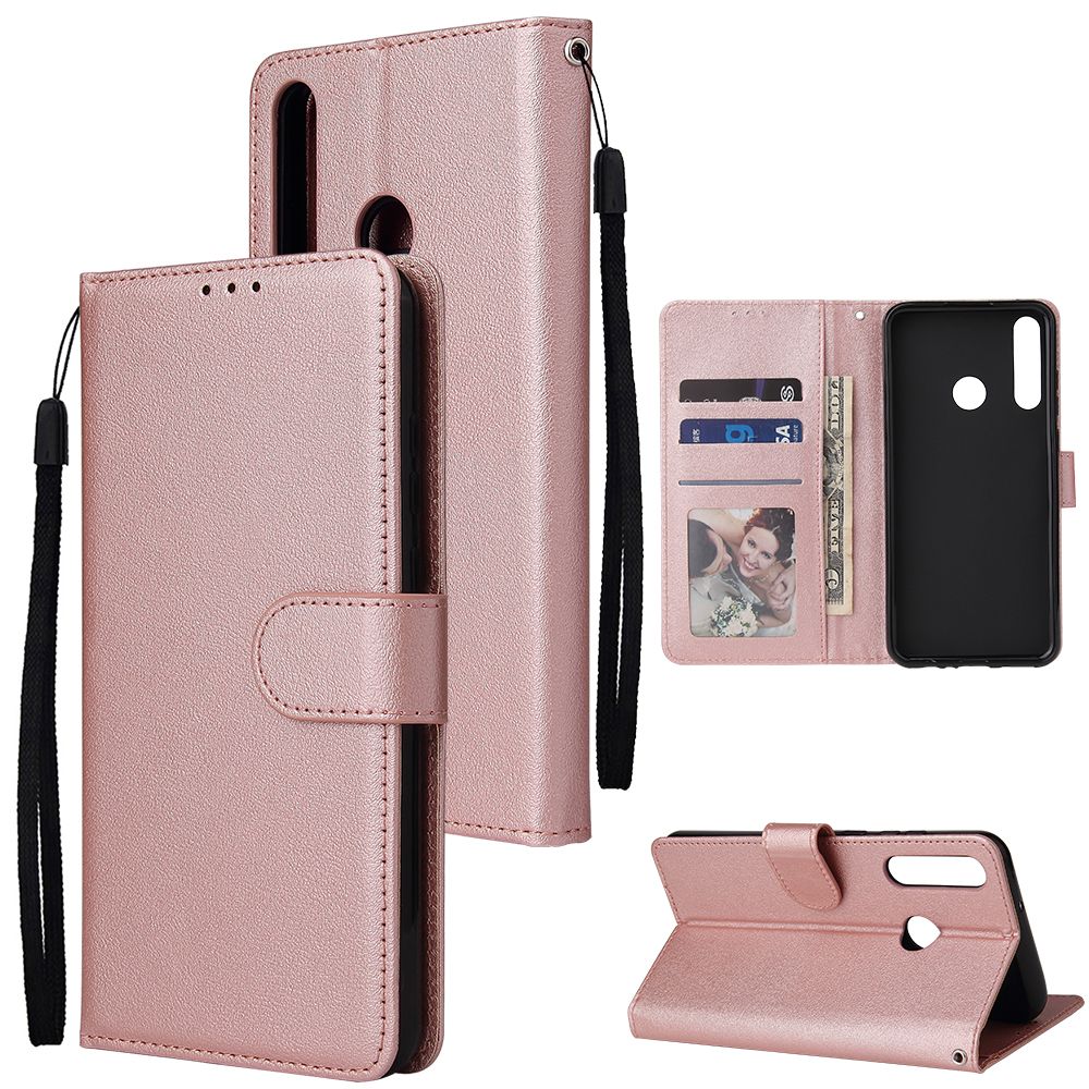 For HUAWEI PSmart 2020/Y5P/Y6P PU Leather Mobile Phone Cover with 3 Cards Slots Phone Frame Style