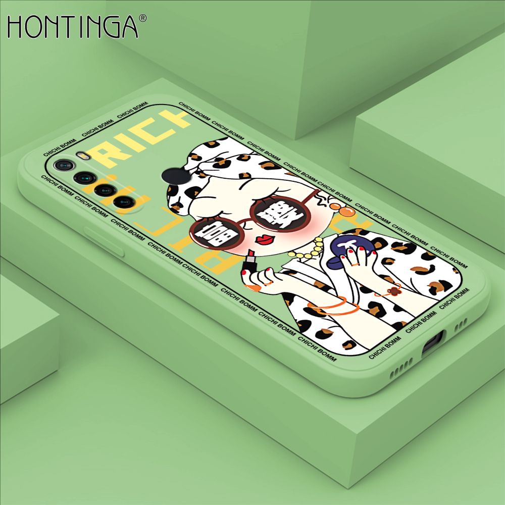 Hontinga for Redmi Note8 Case Fashion Sunglasses Rich Girl Phone Case Phone Case Soft Square Edge Silicone Cases Full Lens Cover Shockproof Protection Cover