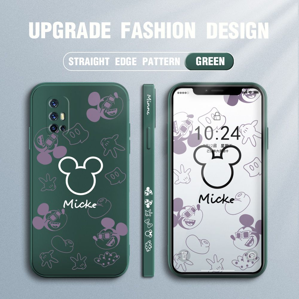 Jizetin for Vivo V17 Case Creative Printing Pattern Side Design Phone Case Square Edge Pattern Liquid Silicone Cases Full Cover Camera Shockproof Protective Case