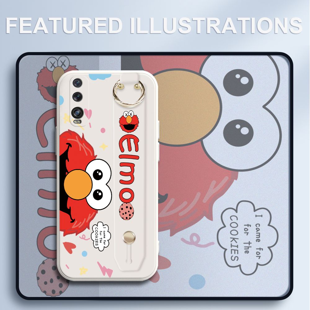 UCUC for OPPO Find X2 Wrist Strap Case Creative Cartoon Red Haired Monster Cover Ultra Thin Anti Fall Liquid Silicone Phone Case
