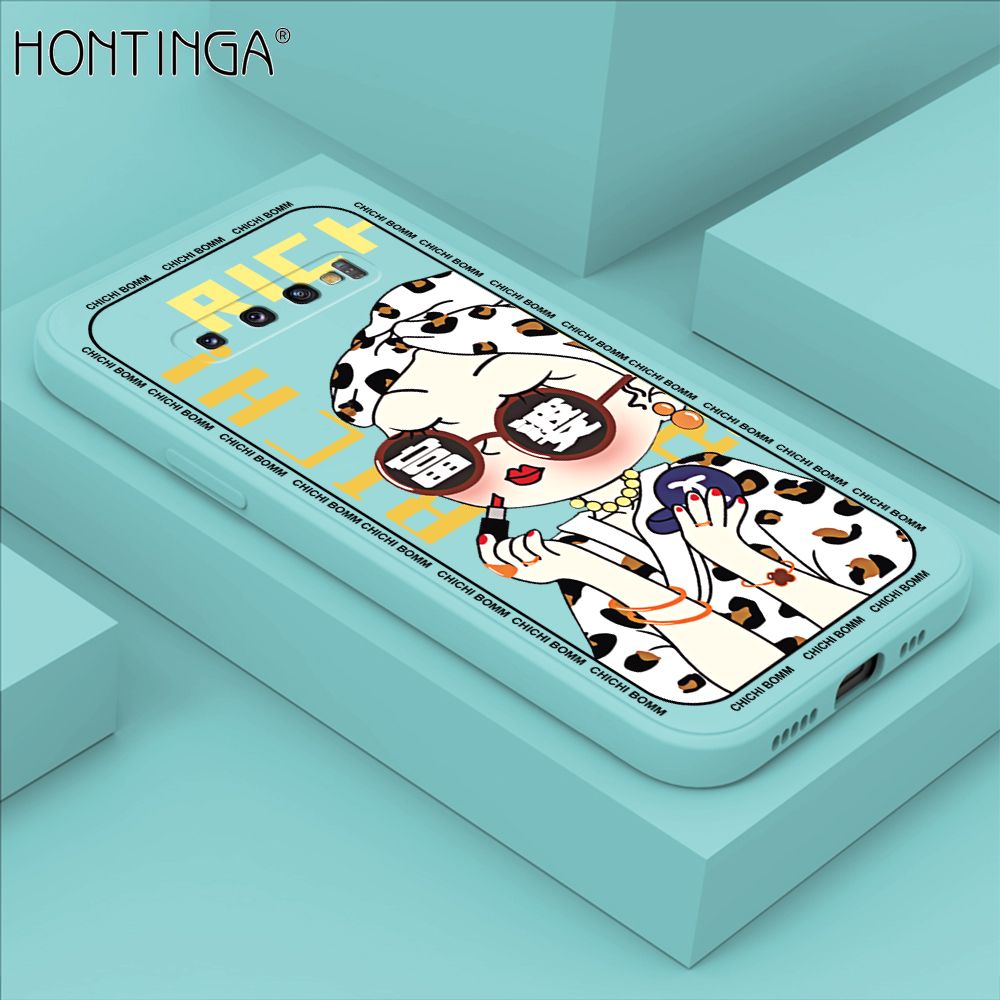 Hontinga for Samsung S10 Plus Case Fashion Sunglasses Rich Girl Phone Case Phone Case Soft Square Edge Silicone Cases Full Lens Cover Shockproof Protection Cover