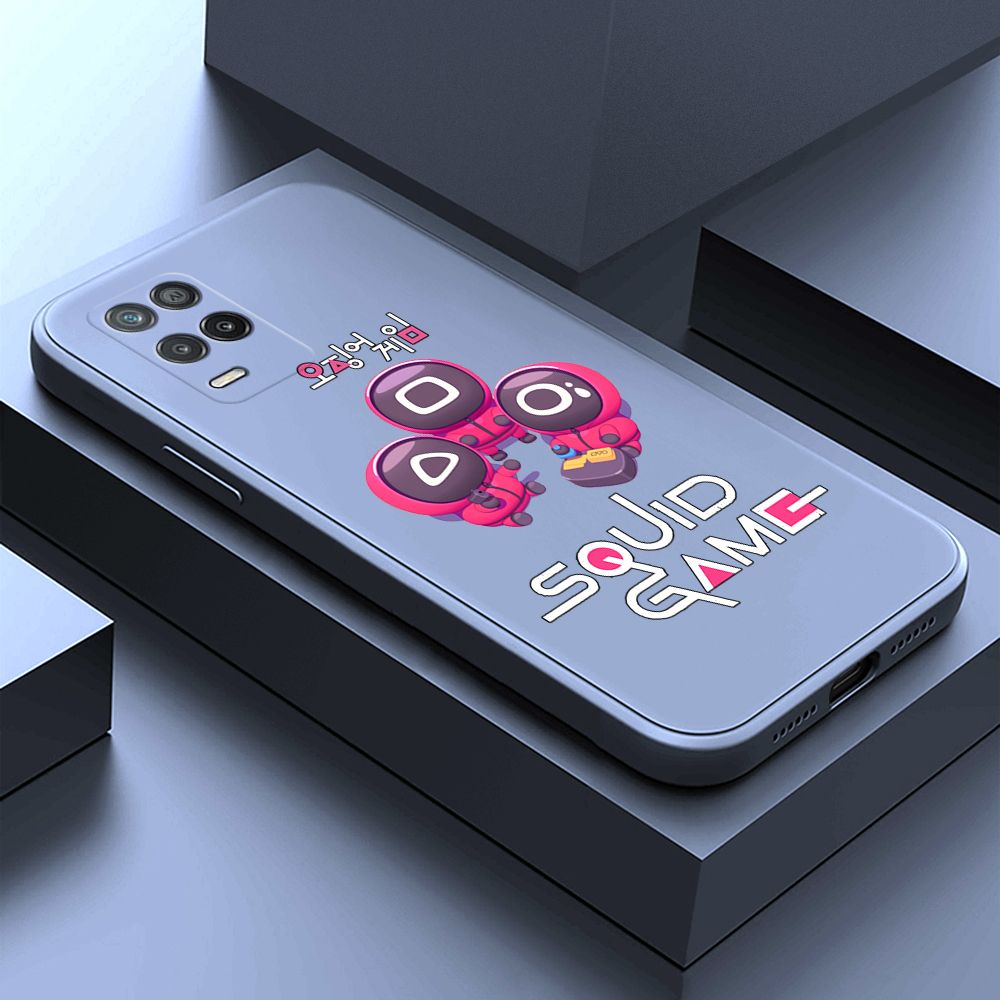 ZeroQiQi for Realme 8 5G Case Cute Cartoon Cute Squid Character Phone Cover Square Liquid Silicone Shockproof Phone Protective Case