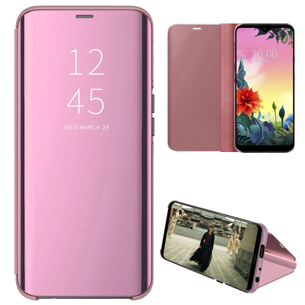 Smart Mirror Flip Phone Case For LG K50S View PU Leather Stand Protective Cover