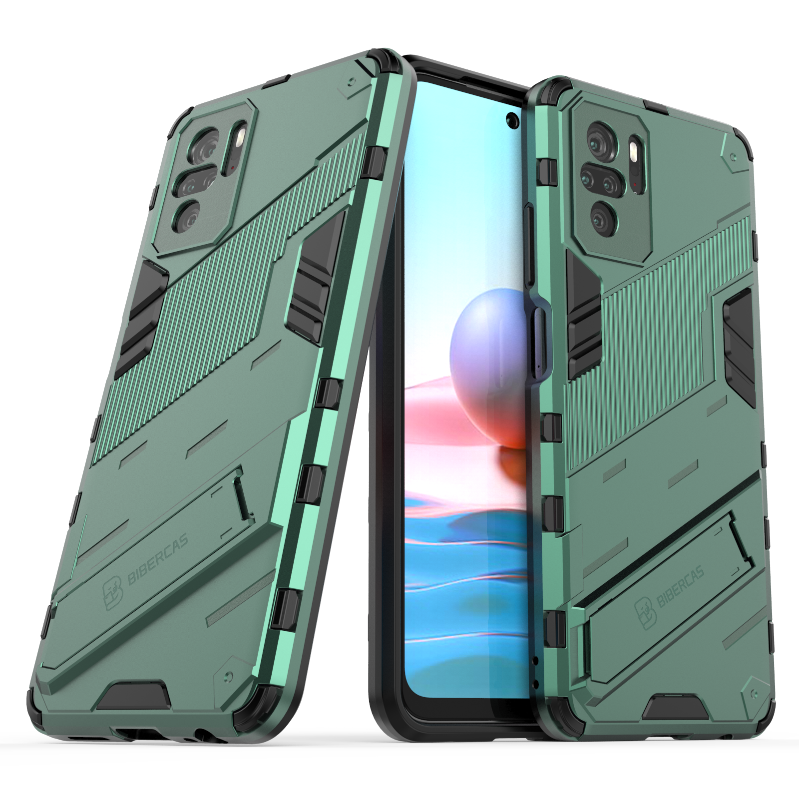 Shockproof Armor Phone Case For Xiaomi Redmi Note 10 4G/Note 10S Rugged Bracket Anti-Fall Protector Cover