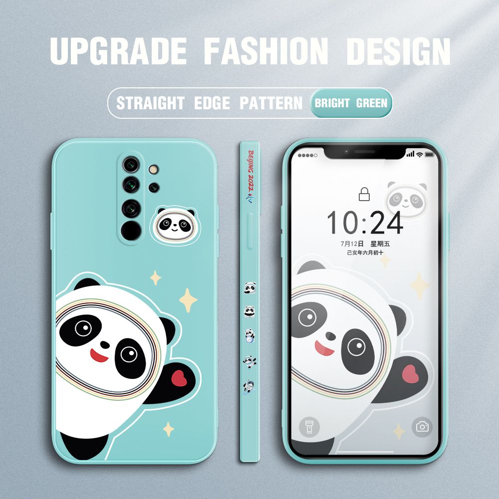 FHKL for Redmi Note 8 Pro Back Cover Bing Dwen Dwen Side design Soft Case Multicolor Liquid Silicone Phone Cases
